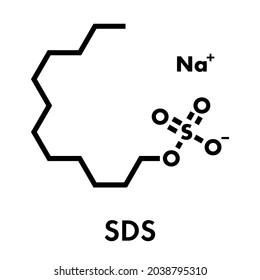 Sodium dodecyl sulfate (SDS, sodium lauryl sulfate) surfactant molecule. Commonly used in cleaning products. Skeletal formula. svg