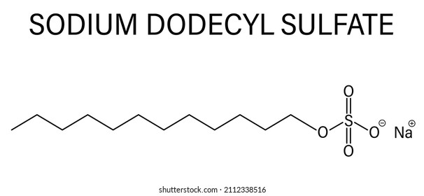 Sodium dodecyl sulfate or SDS, sodium lauryl sulfate, surfactant molecule. Commonly used in cleaning products. Skeletal formula. svg