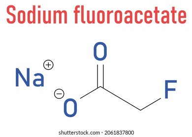 Sodium fluoroacetate or Sodium monofluoroacetate, SFA, Compound 1080, 1080 pesticide, chemical structure. Skeletal formula.