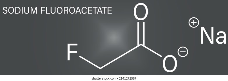 Sodium Fluoroacetate Or Sodium Monofluoroacetate, SFA, Compound 1080, 1080 Pesticide, Chemical Structure. Skeletal Formula.