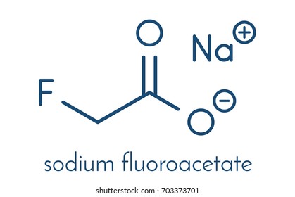 Sodium Fluoroacetate Pesticide (1080), Chemical Structure. Skeletal Formula.