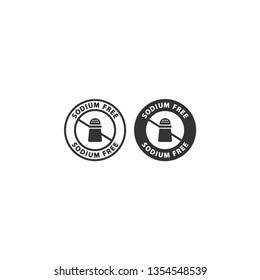 Sodium free  food ingredient circle label icon set. Sodium free vector badge sticker set for packaging.