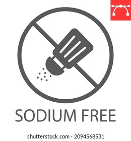 Sodium free glyph icon, product and salt shaker, salt free vector icon, vector graphics, editable stroke solid sign, eps 10.