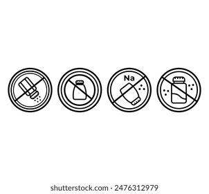 sodium free icon symbol sign round circle vector design simple black white color template sets