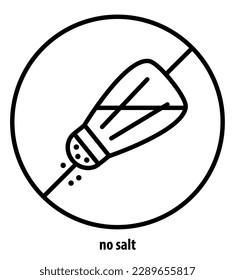 Sodium free line icon. Salt free vector icon. Product and salt shaker. Vector graphics. Editable stroke, outline sign. For topics like food, healthy eating, dieting