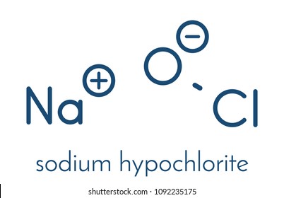 Sodium Hypochlorite (NaOCl) Molecule. Aqueous Solution Is Known As (liquid) Bleach. Skeletal Formula.