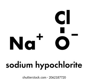 Sodium Hypochlorite (NaOCl) Molecule. Aqueous Solution Is Known As (liquid) Bleach. Skeletal Formula.