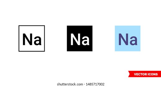 Sodium icon of 3 types: color, black and white, outline. Isolated vector sign symbol.
