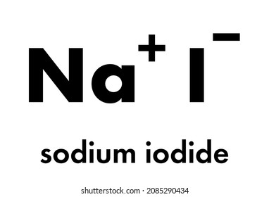 Sodium iodide salt, chemical structure. Skeletal formula.