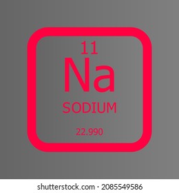 Sodium Na Chemical Element vector illustration diagram, with atomic number and mass. Simple flat dark gradient design for education, lab, science class.