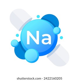 Sodium Na element visualized with vibrant blue spheres in educational.