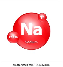 Sodium (Na) icon structure chemical element round shape circle red easily.  Chemical element of periodic table Sign with atomic number. Study in science for education. 3D Illustration vector.