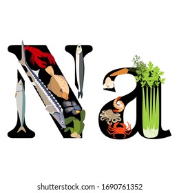 Sodium Na microelement mineral illustration on the white background. Vector illustration