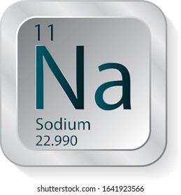 Sodium periodic table element icon on silver metallic button vector illustration.