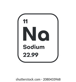 Sodium periodic table element icon on white background. Vector illustration