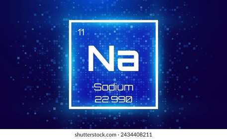 Sodium. Periodic Table Element with Symbol Na. Chemical Element Card with Number and Atomic Weight. Design for Education, Lab, Science Class. Vector Illustration.