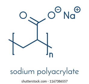 Sodium polyacrylate polymer, chemical structure. Superabsorbent polymer, also known as waterlock. Skeletal formula.