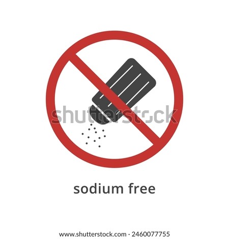 Sodium Restriction icon. Salt intake recommendation. Packaging informational sign, salt free product. Vector illustration