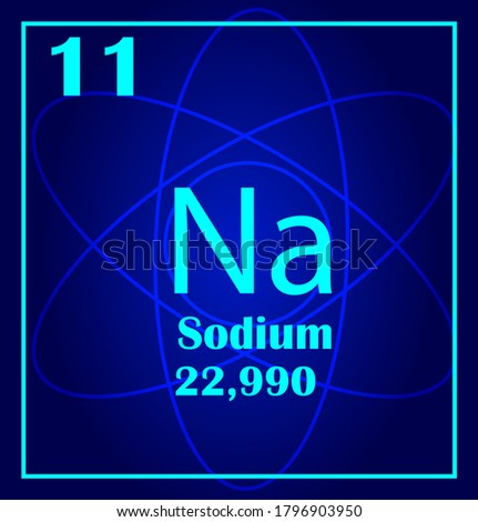 Sodium simple style tile icon. Chemical element of periodic table. Atom on a blue background