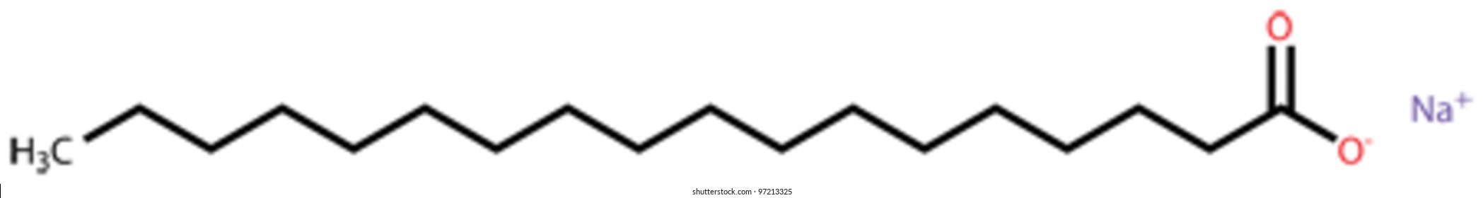 Sodium stearate, the major component of soap