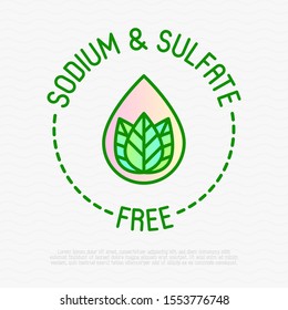 Sodium and sulfate free thin line icon. Stamp for packaging of beauty product. Modern vector illustration.