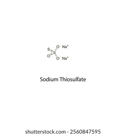 Sodium Thiosulfate flat skeletal molecular structure cholinesterase reactivator drug used in cyanide poisoning treatment. Vector illustration scientific diagram.