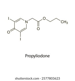 Sodium Tyropanoate flat skeletal molecular structure Contrast media treatment. Vector illustration scientific diagram.