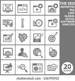 The SOE,Computer analysis icon set,Gray version,vector