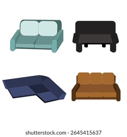 sofa 4 style illustration set, home decoration furniture