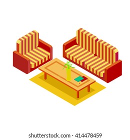 sofa and armchair with a coffee table isometric