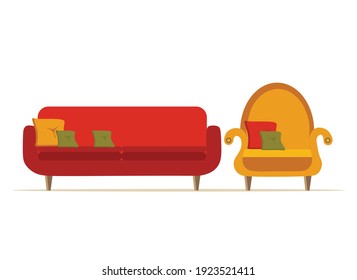 Conjunto vectorial de color sofá y sillón
