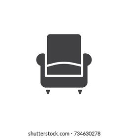 Sofa or armchair icon vector, filled flat sign, solid pictogram isolated on white. Symbol, logo illustration.