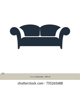 Sofa, Armchair Icon Vector Logo Template Illustration Design. Vector EPS 10.