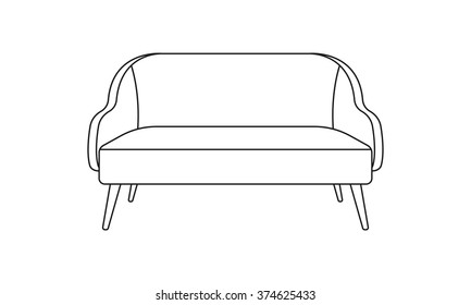 Sofa or armchair line icon. Furniture for living room. Vector illustration.