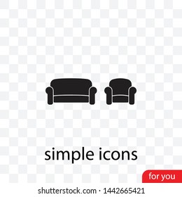 A  sofa and an armchair vector icon  .Illustration for your web -site, apps, business and homeю