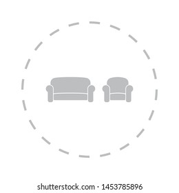 A sofa and an armchair vector icon .Illustration for your web -site, apps, business and home .