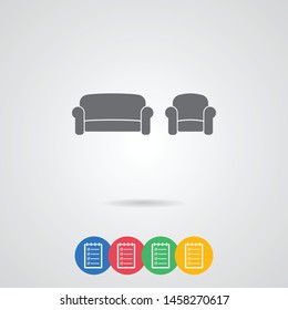 A sofa and an armchair vector icon .Illustration for your web -site, apps, business and home .
