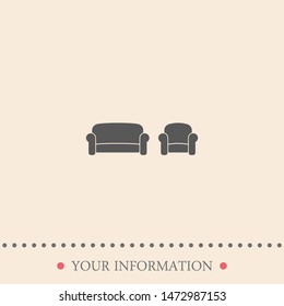 A sofa and an armchair vector icon .Illustration for your web -site, apps, business and home .