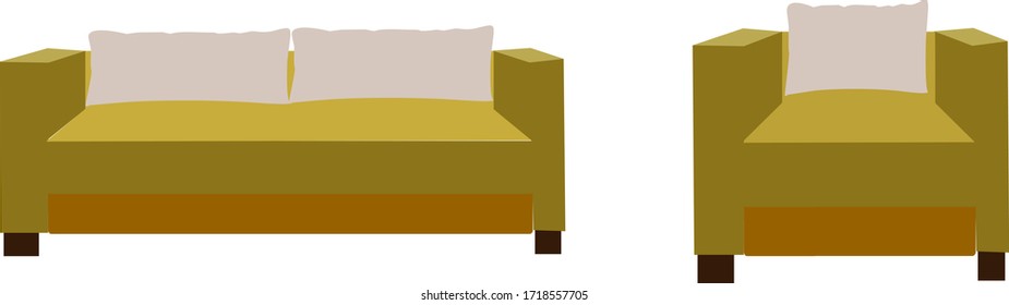 Sofa and Armchair in white background