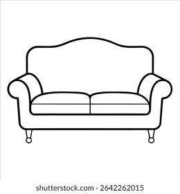 Sofa artwork drawn in continuous line art drawing style combining clean design and inviting shape ideal for home decor graphics or furnishing concept sketches