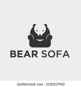 sofa with bear logo design vector illustration on white background