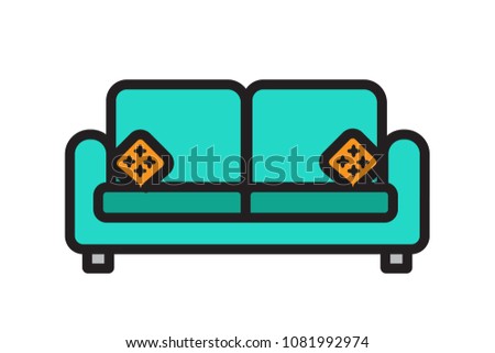 Sofa Bed Couch Line Art Icon 