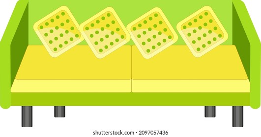 Sofa bed, illustration, vector on a white background.