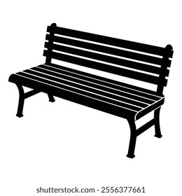 sofa bench Silhouette vector with white background