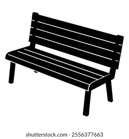 sofa bench Silhouette vector with white background