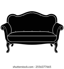 sofa bench Silhouette vector with white background