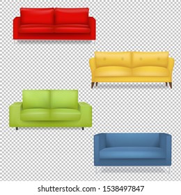 Sofa Big Collection Isolated transparent Background With Gradient Mesh, Vector Illustration