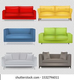 Sofa Big Set Fondo transparente aislado con malla gradiente, Ilustración vectorial
