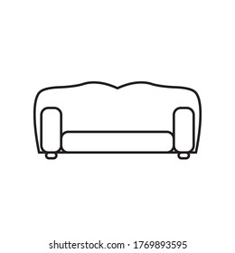 Sofa black contour on a white background. Vector drawing.
