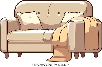 Sofá com um cobertor para um descanso acolhedor